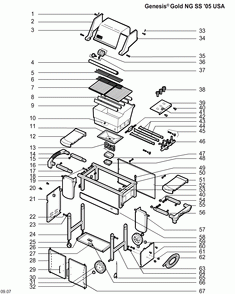 Part Location Diagram of 55827 Weber Operating Guide, Genesis Silver/Gold Platinum Ng