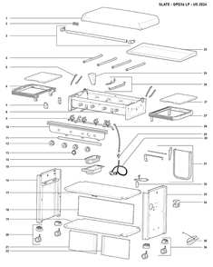 Section 1 Diagram and Parts List for 1500216  Weber Built-In Cooking