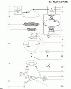 Part Location Diagram of 67588 Weber Bowl, 22-Inch  W/P-Vent, Black, '19