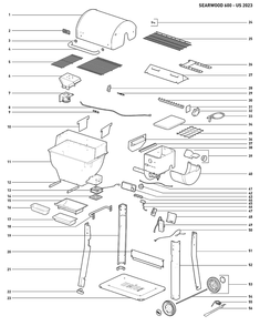 Section 1 Diagram and Parts List for 1500120  Weber Grill