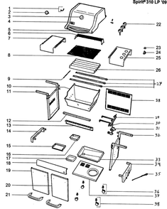 Cabinet Assembly Diagram and Parts List for S-310 (LP)(2009) Weber Grill