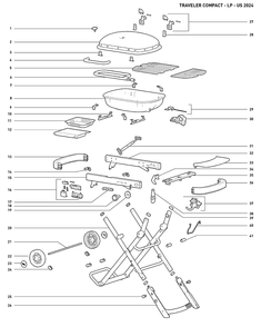 Section 1 Diagram and Parts List for 1500460  Weber Built-In Cooking