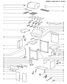 Section 1 Diagram and Parts List for 35500001  Weber Built-In Cooking