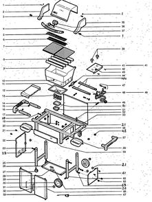 Grill Diagram and Parts List for E-210LP  Weber Grill