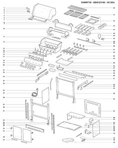 Section 1 Diagram and Parts List for 1500043  Weber Built-In Cooking