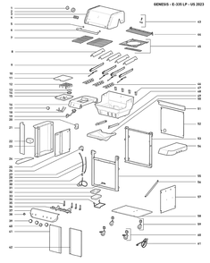 Section 1 Diagram and Parts List for 1500535  Weber Built-In Cooking
