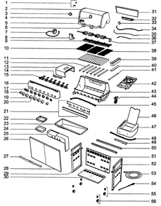 Grill Assembly Diagram and Parts List for S650 NG Weber Grill