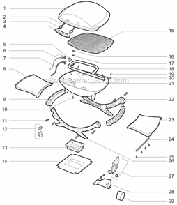 Page A Diagram and Parts List for Q120 2008 Weber Grill