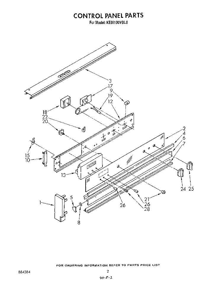 CONTROL PANEL Diagram and Parts List for KEBI100VBL0  KitchenAid Wall Oven
