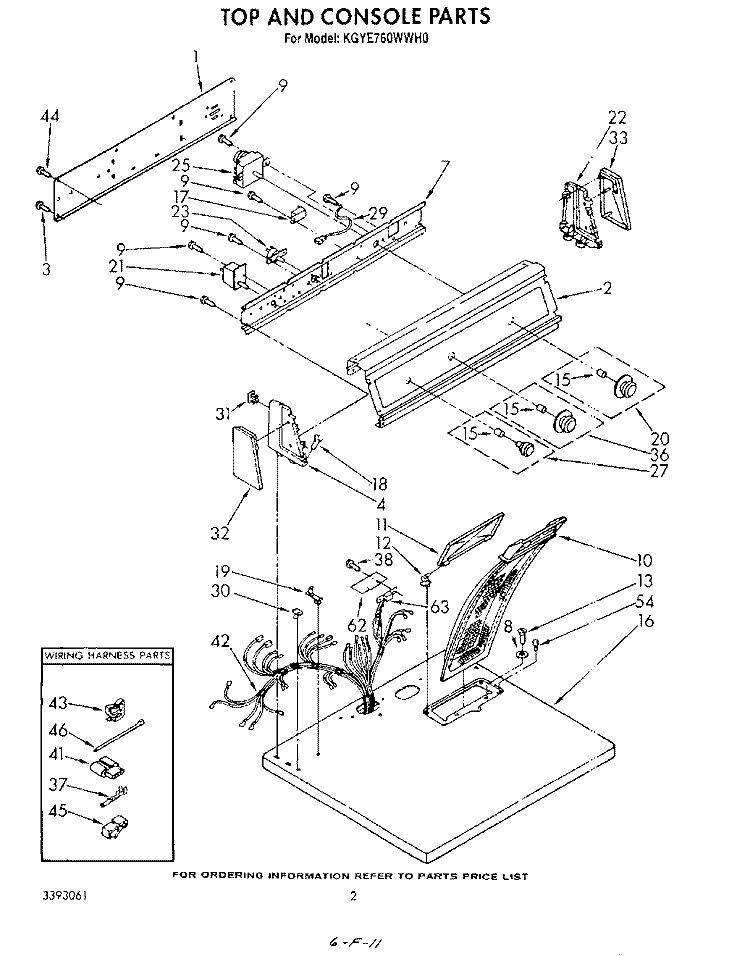 TOP CONSOLE Diagram and Parts List for KGYE760WWH0  KitchenAid Dryer