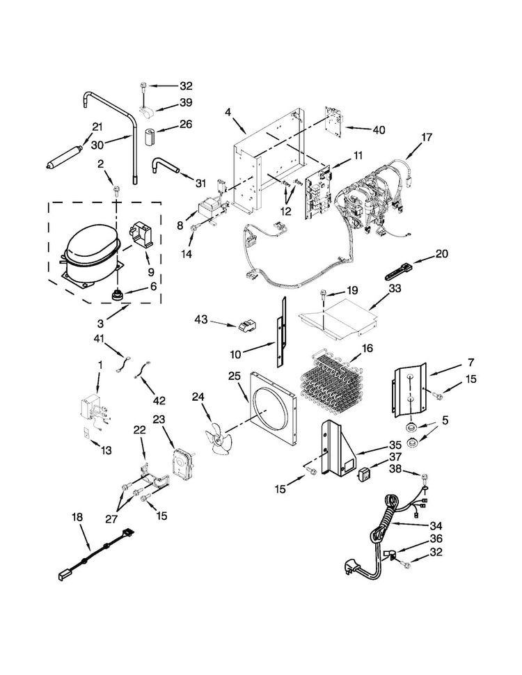 Upper Unit Parts Diagram and Parts List for KBLC36FTS08  KitchenAid Refrigerator