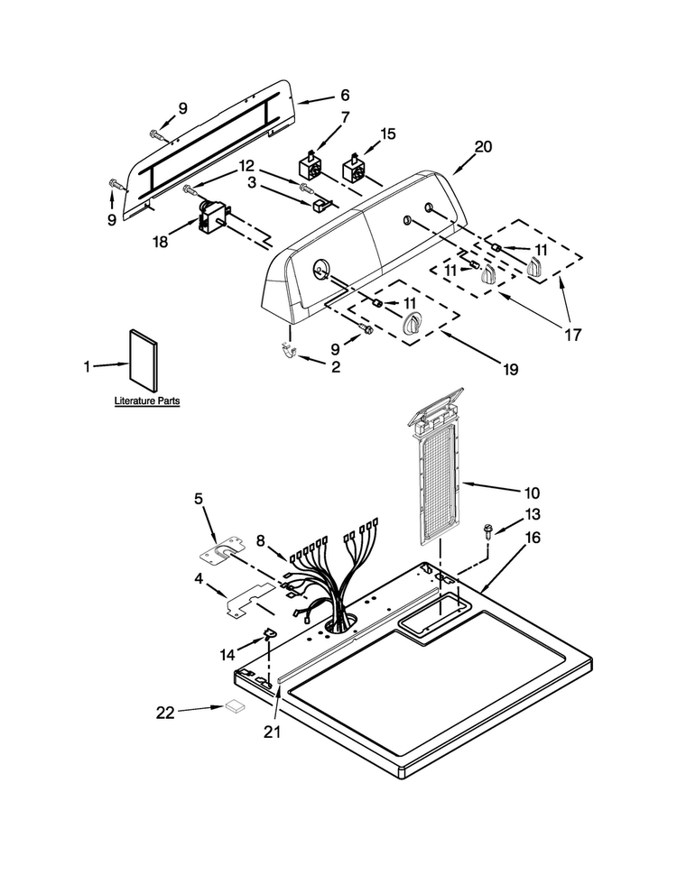 Top And Console Parts Diagram and Parts List for YIED4771DQ0  Inglis Dryer