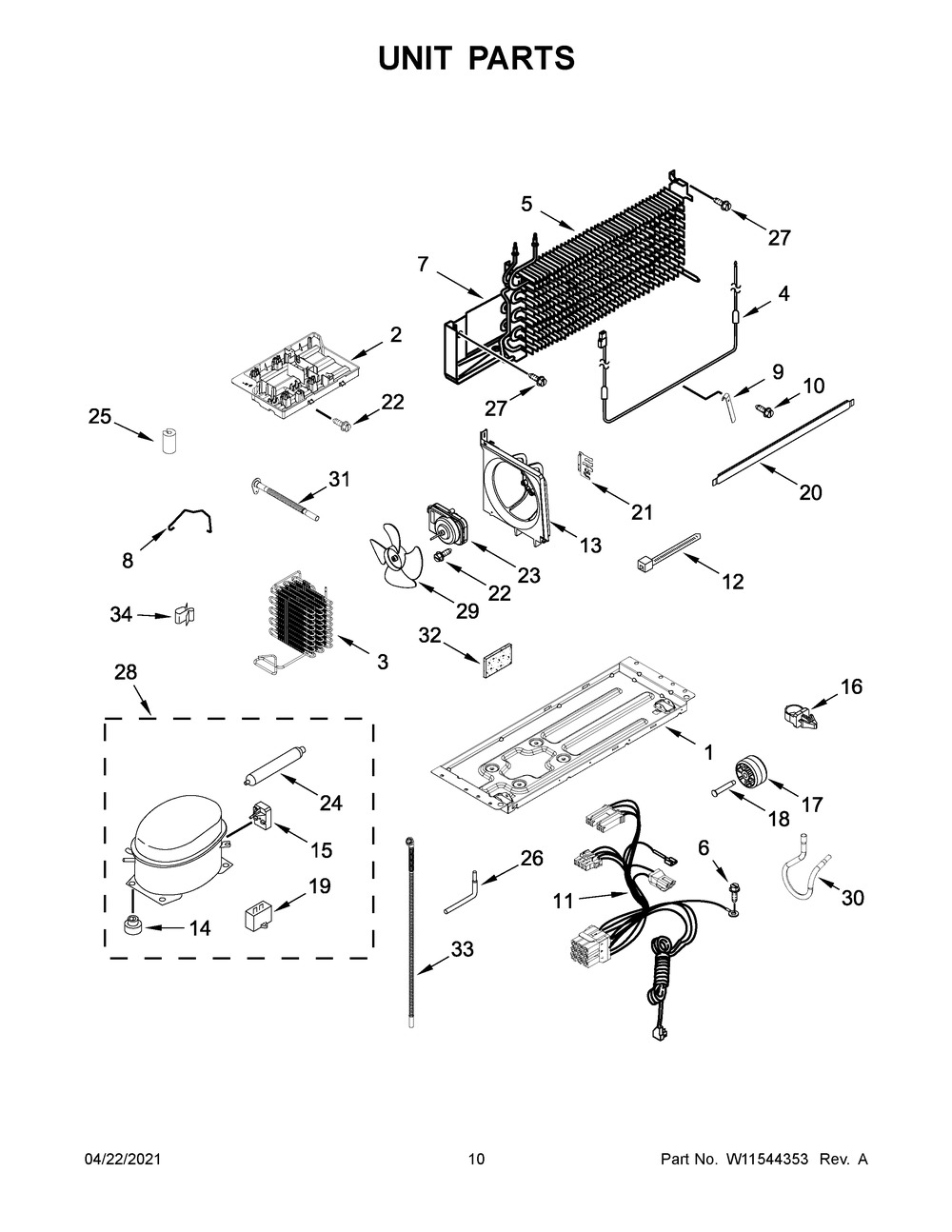 Unit Parts Diagram and Parts List for WRT148FZDB03  Whirlpool Refrigerator