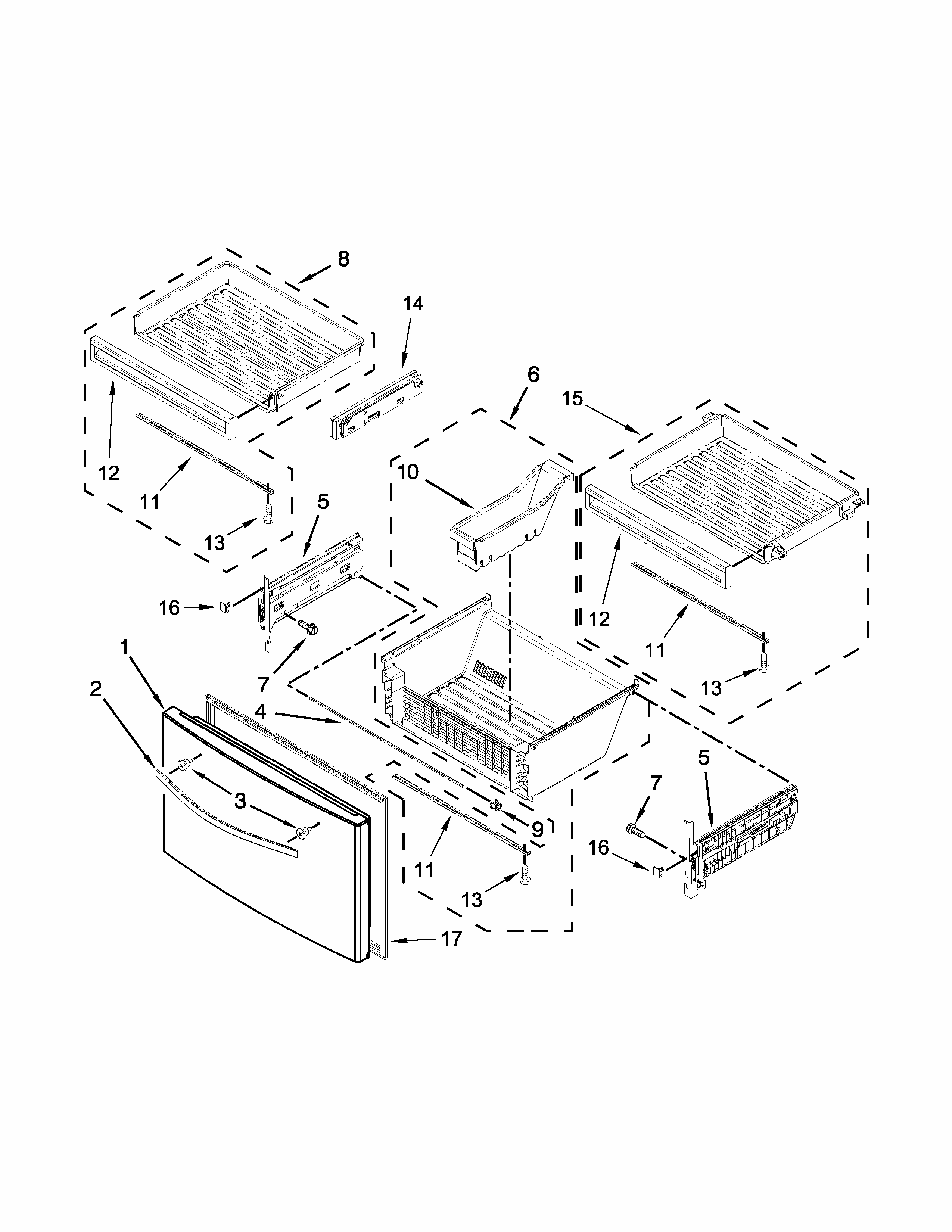 Freezer Door Parts Diagram and Parts List for 59672383413  Kenmore Refrigerator