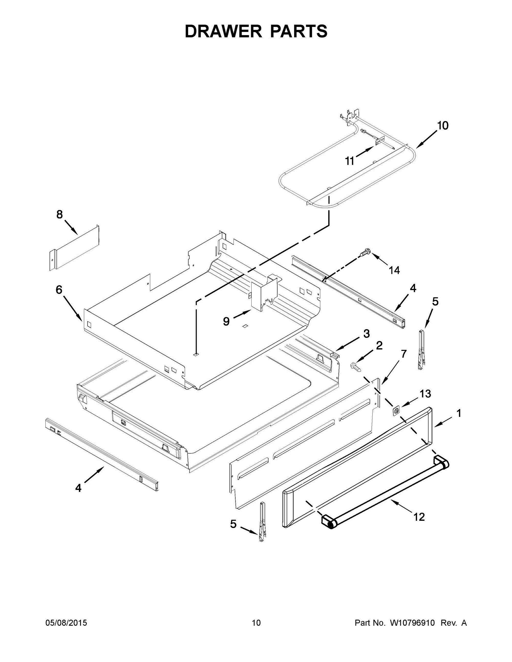 06 - DRAWER PARTS Diagram and Parts List for YKFEG510ESS0  Whirlpool Range
