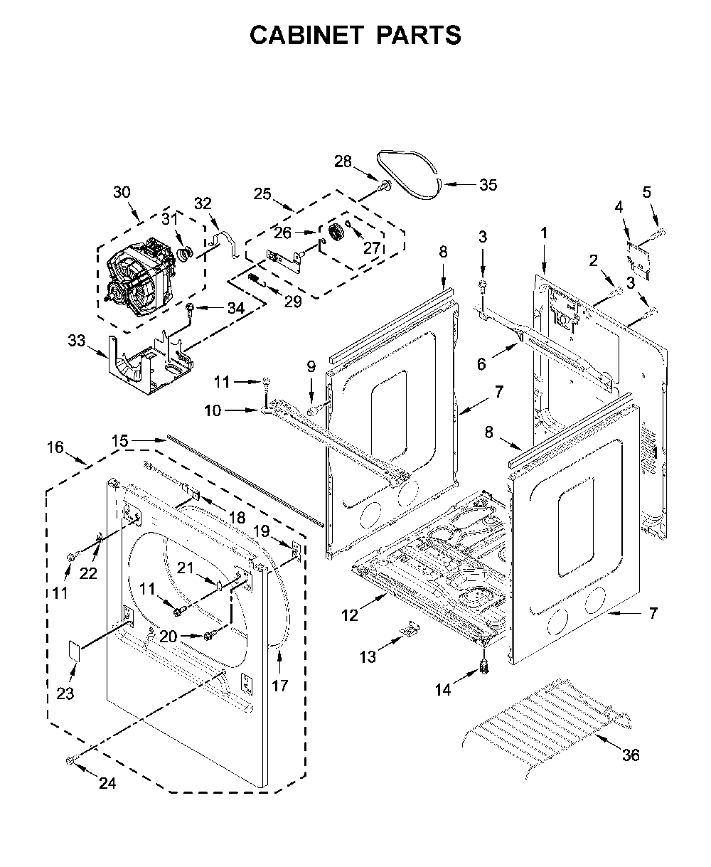 Cabinet parts Diagram and Parts List for WED8120HW0  Whirlpool Dryer