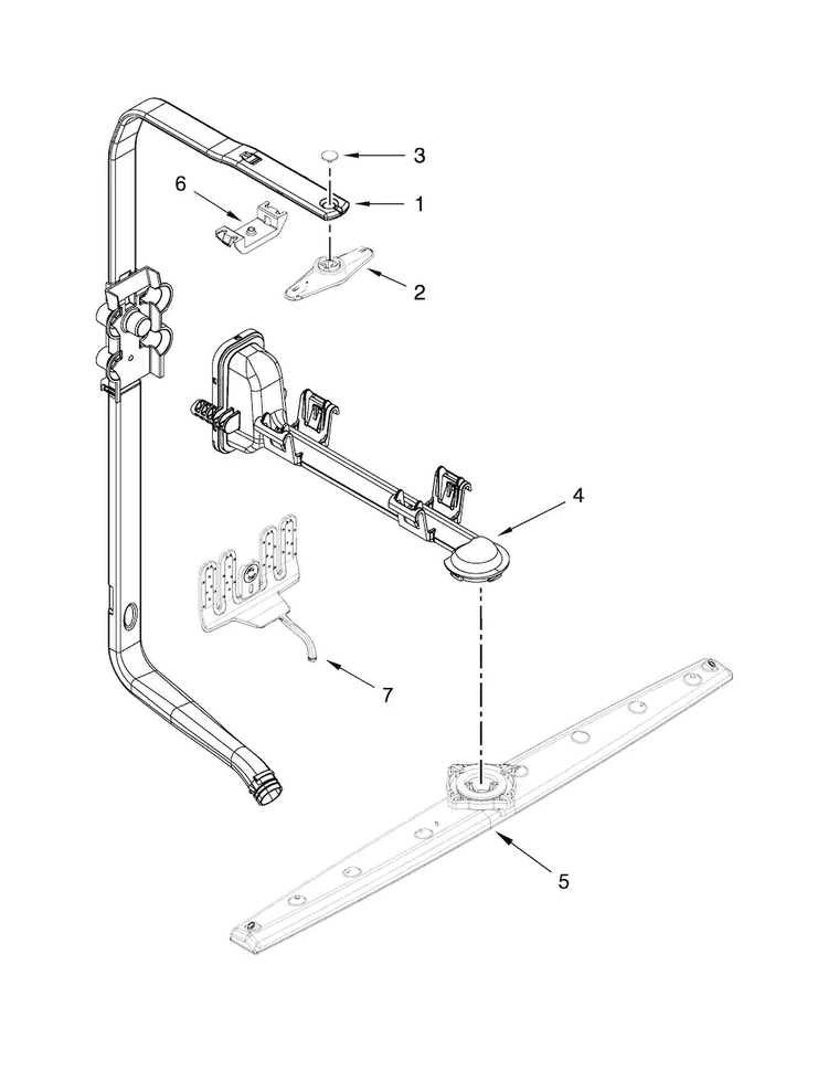 Upper Wash And Rinse Parts Diagram and Parts List for KDTE304DPA0  KitchenAid Dishwasher