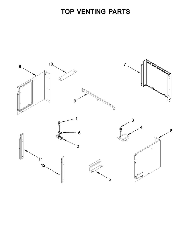 Top Venting Parts Diagram and Parts List for WOC75EC0HS00  Whirlpool Microwave