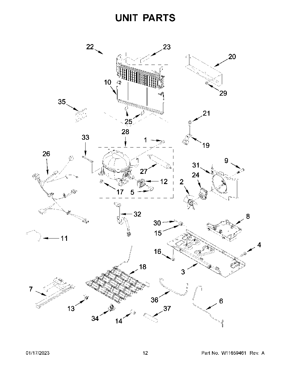 Unit Parts Diagram and Parts List for KRFF302ESS06  KitchenAid Refrigerator
