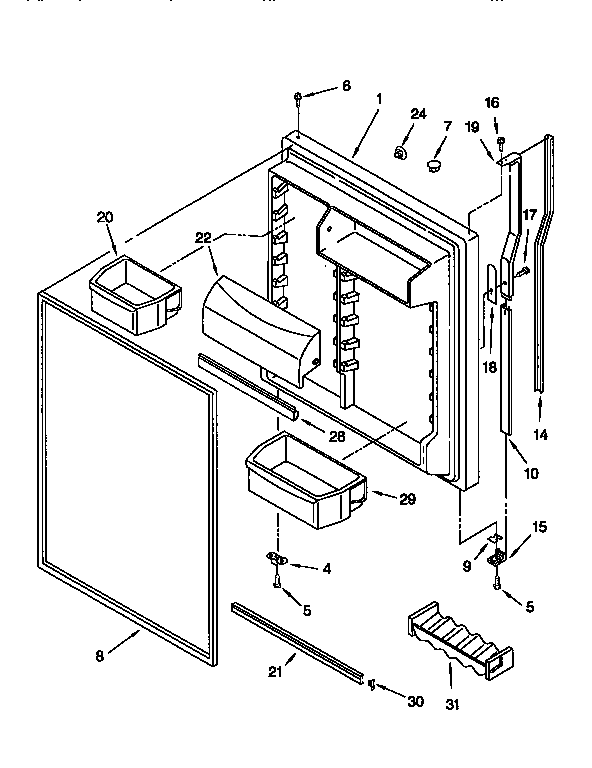 Refrigerator Door Diagram and Parts List for KTRSKDBL03  KitchenAid Refrigerator