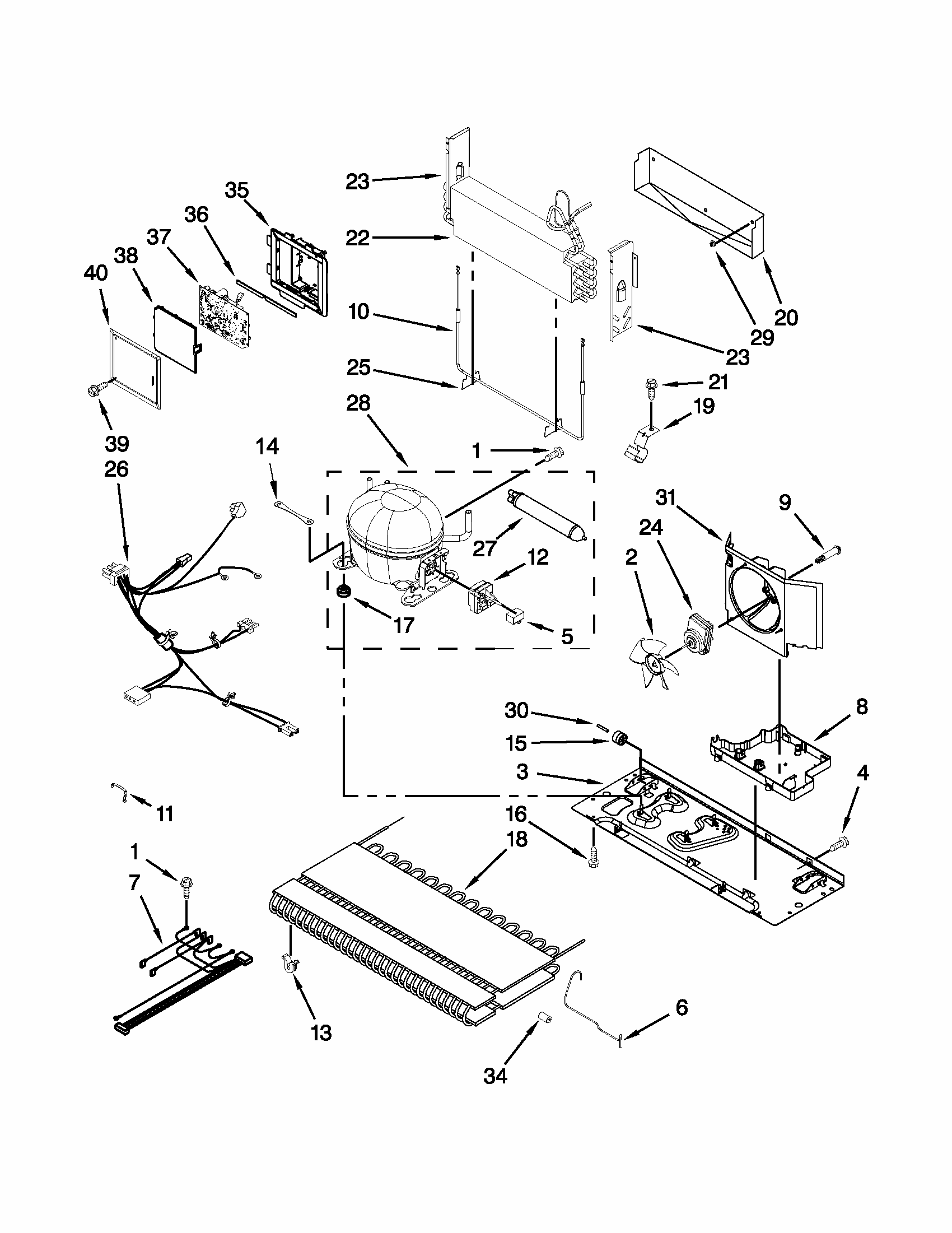 Unit Parts Diagram and Parts List for 59679532018  Kenmore Refrigerator