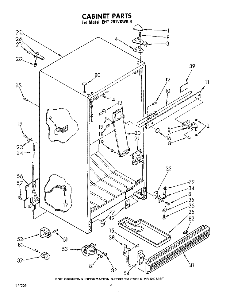 CABINET PARTS Diagram and Parts List for EHT201VKWR4  Whirlpool Refrigerator