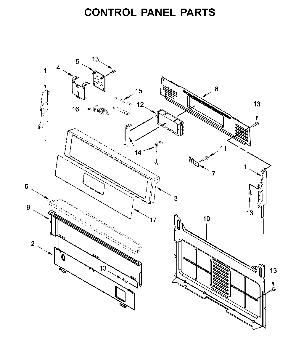 Control panel parts Diagram and Parts List for WFG515S0JS1  Whirlpool Range