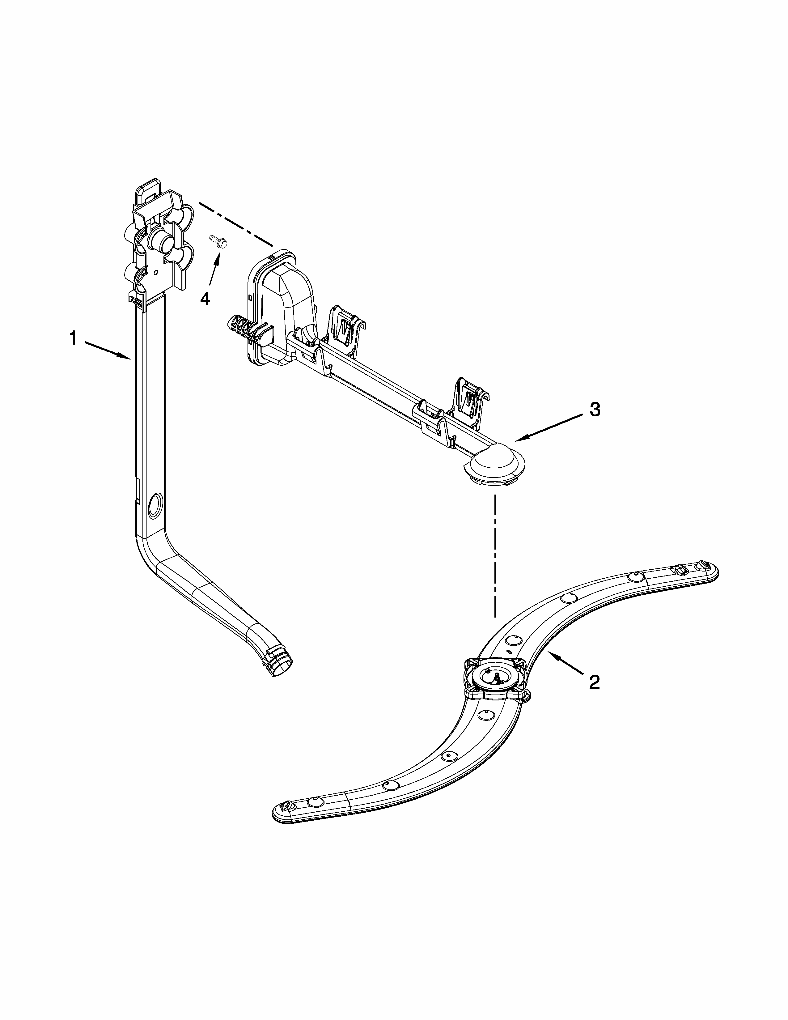 Upper Wash And Rinse Parts Diagram and Parts List for 66513073K216  Kenmore Dishwasher