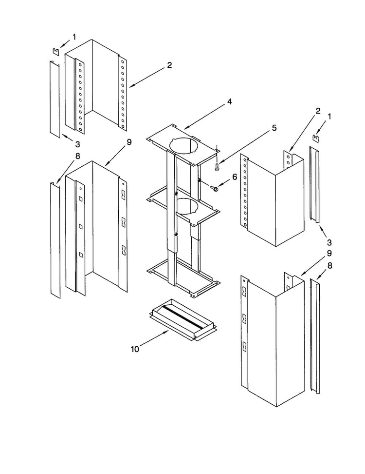 Chimmey Diagram and Parts List for KICU265HAL0  KitchenAid Range Hood