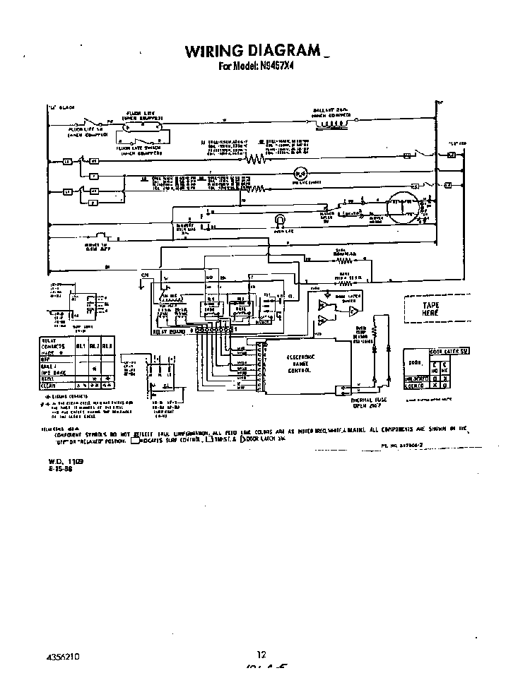 Wiring Diagram Diagram and Parts List for N9457*4  Roper Range