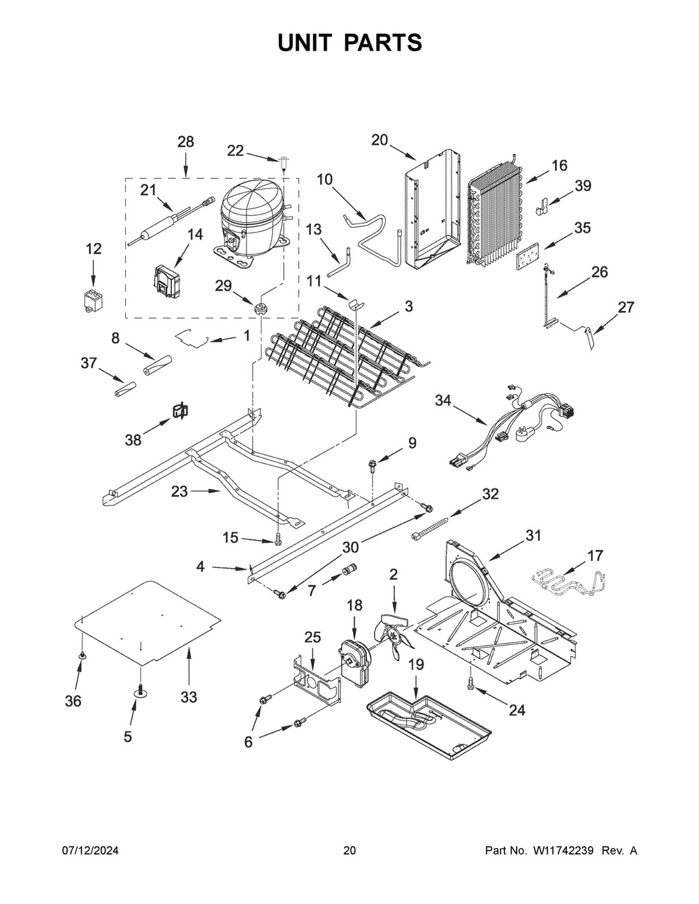 11 - Unit Parts Diagram and Parts List for ASI2175GRW10  Whirlpool Refrigerator