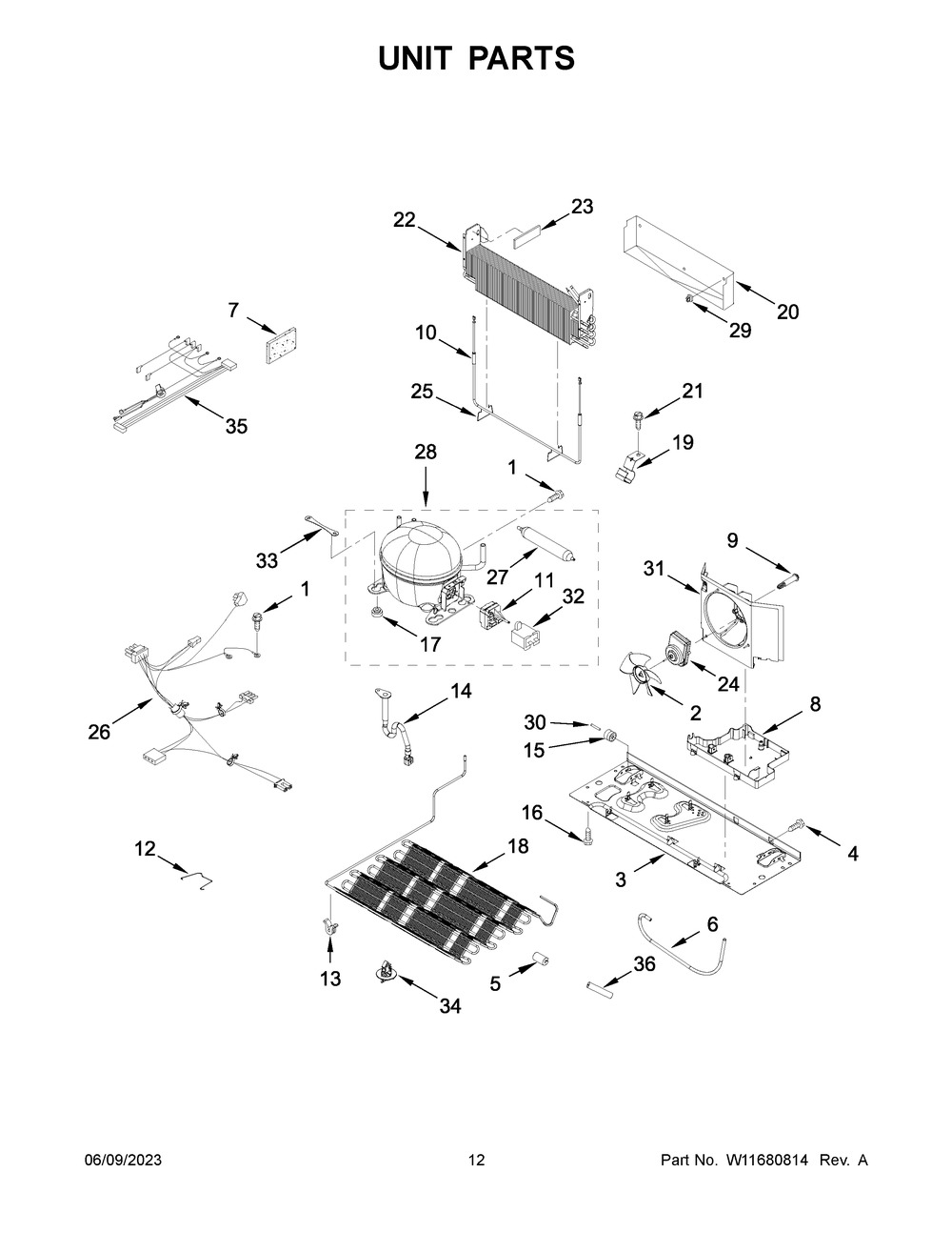 Unit Parts Diagram and Parts List for WRX735SDHW07  Whirlpool Refrigerator