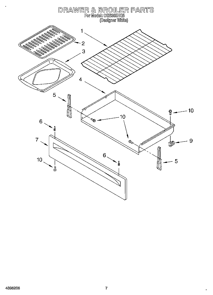 DRAWER AND BROILER Diagram and Parts List for CGS365HQ5  Crosley Range