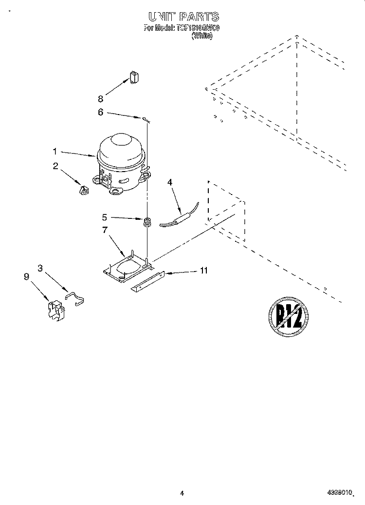 SECTION Diagram and Parts List for TCF1510GW00  Whirlpool Freezer
