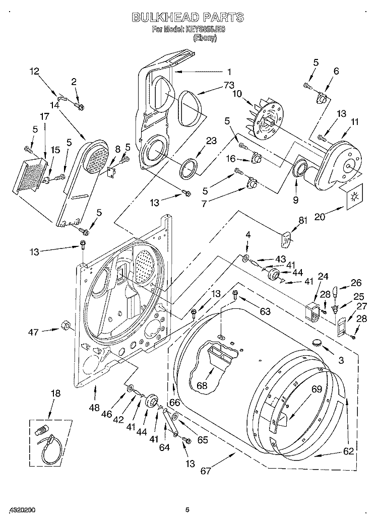 SECTION Diagram and Parts List for KEYS855JE0  KitchenAid Dryer