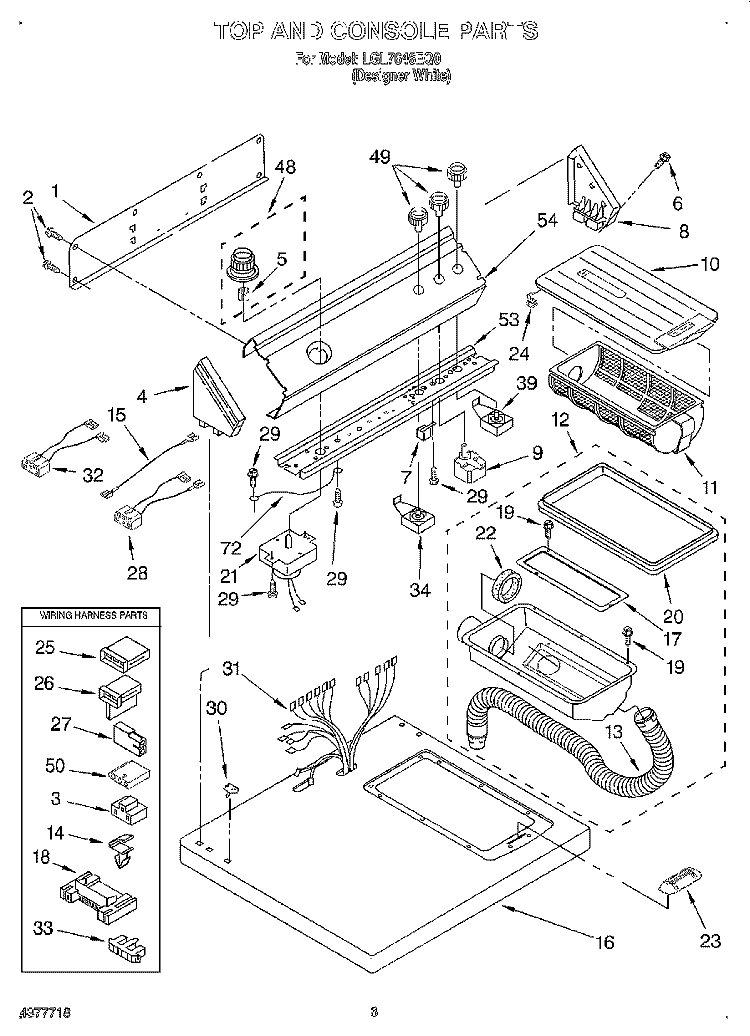 TOP AND CONSOLE, LIT/OPTIONAL Diagram and Parts List for LGL7646EQ0  Whirlpool Dryer