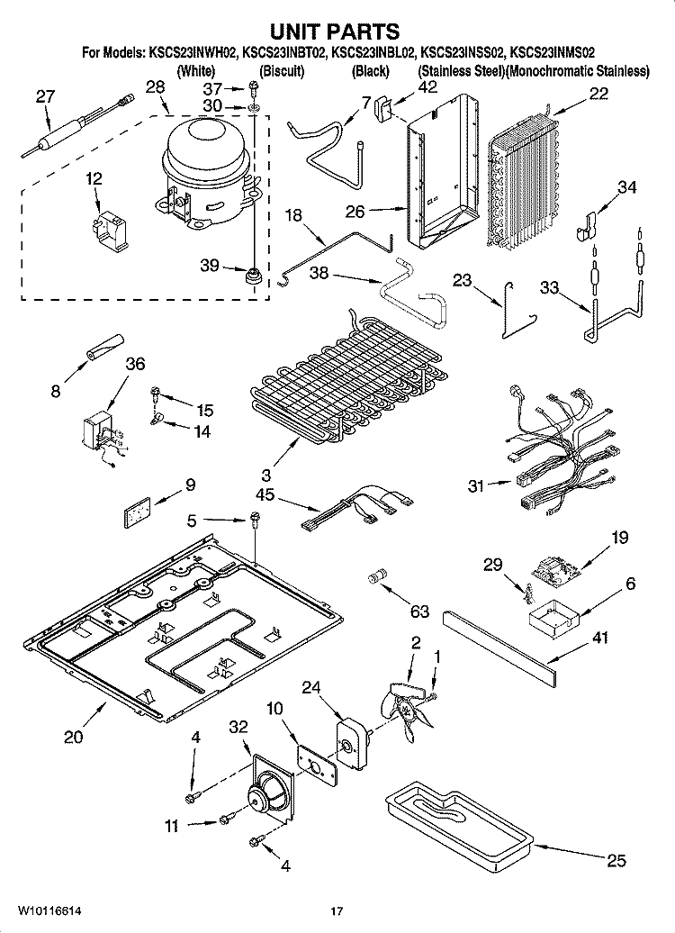 UNIT PARTS Diagram and Parts List for KSCS23INSS02  KitchenAid Refrigerator