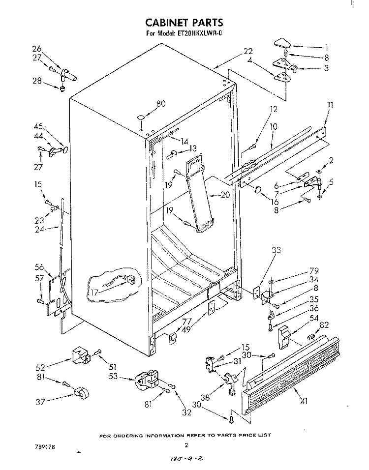 CABINET Diagram and Parts List for ET20HKXLWR0  Whirlpool Refrigerator