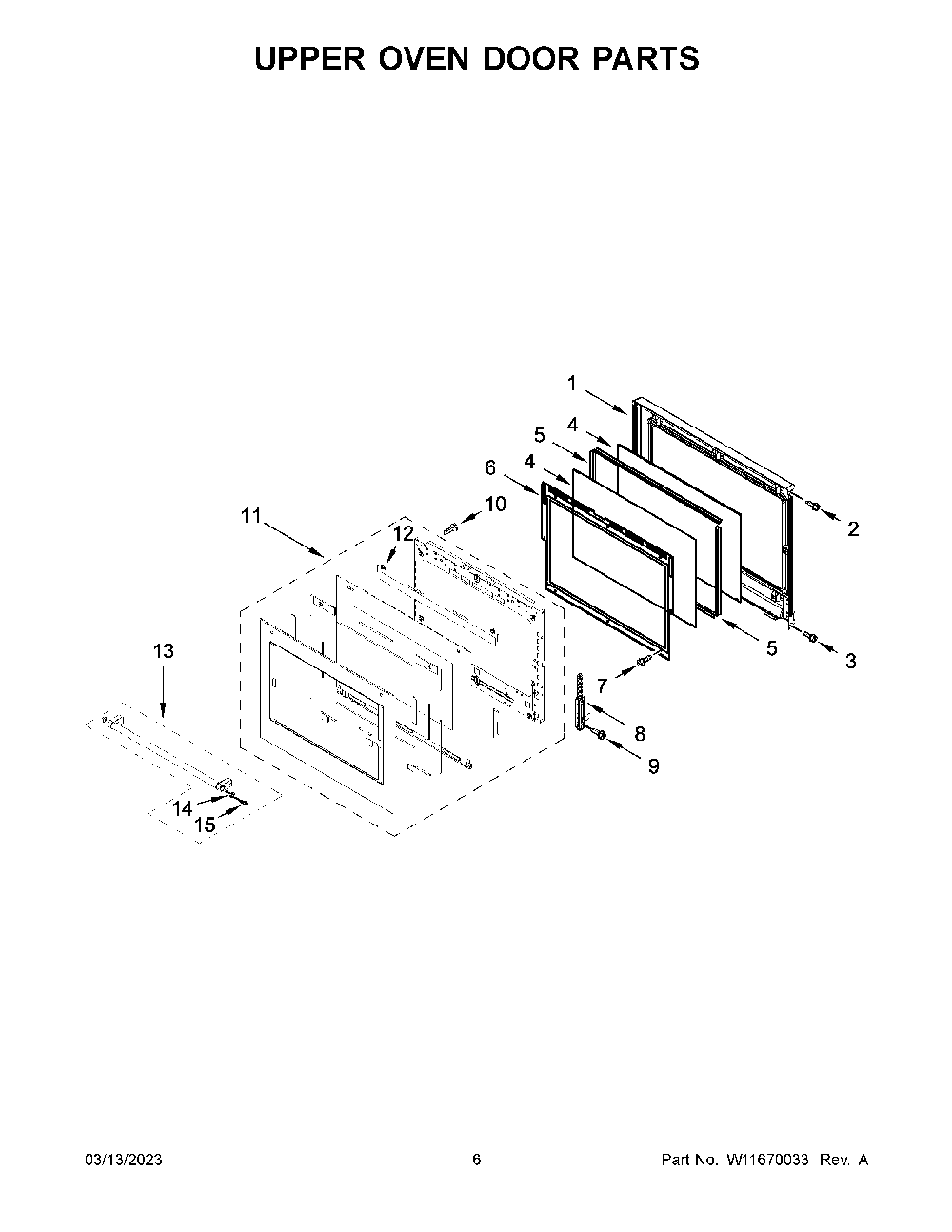 Upper Oven Door Parts Diagram and Parts List for KODE507EBS21  KitchenAid Wall Oven