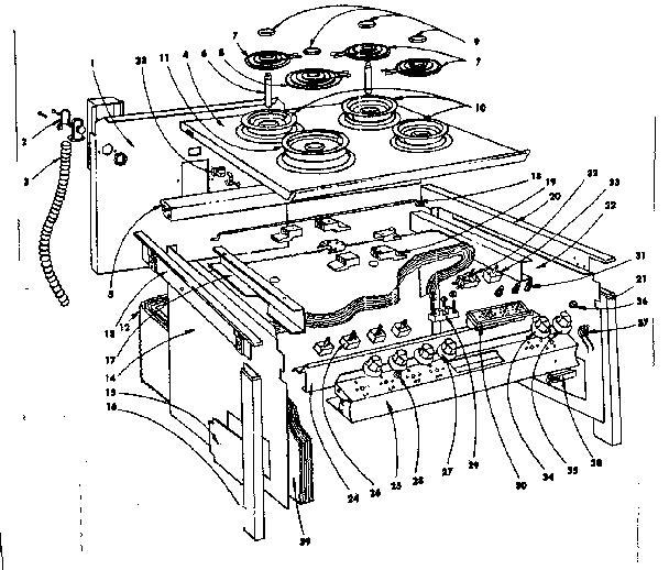 Top Section And Outer Body Parts Diagram and Parts List for 1554546702  Kenmore Range
