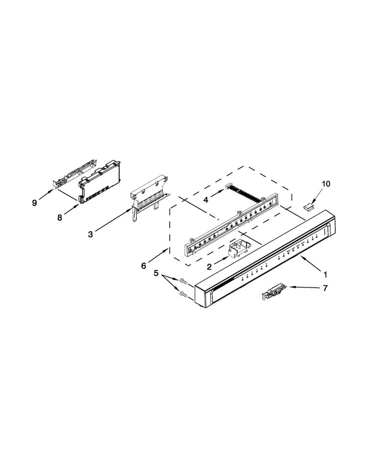 Control Panel And Latch Parts Diagram and Parts List for WDF530PSYB6  Whirlpool Dishwasher