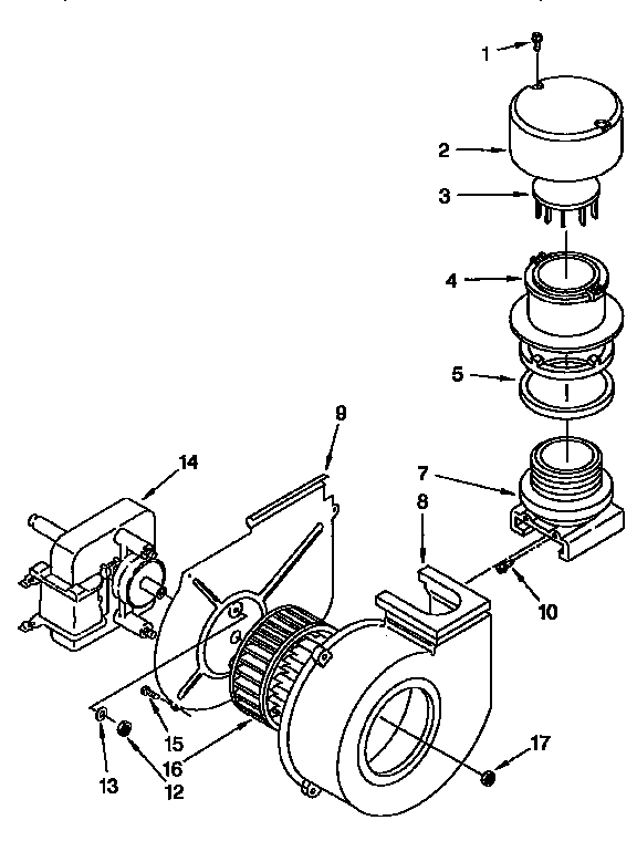 Blower Diagram and Parts List for KUDH230YH0  KitchenAid Dishwasher