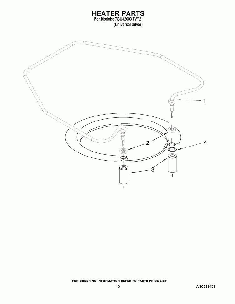 HEATER PARTS Diagram and Parts List for 7GU3200XTVY2  Whirlpool Dishwasher