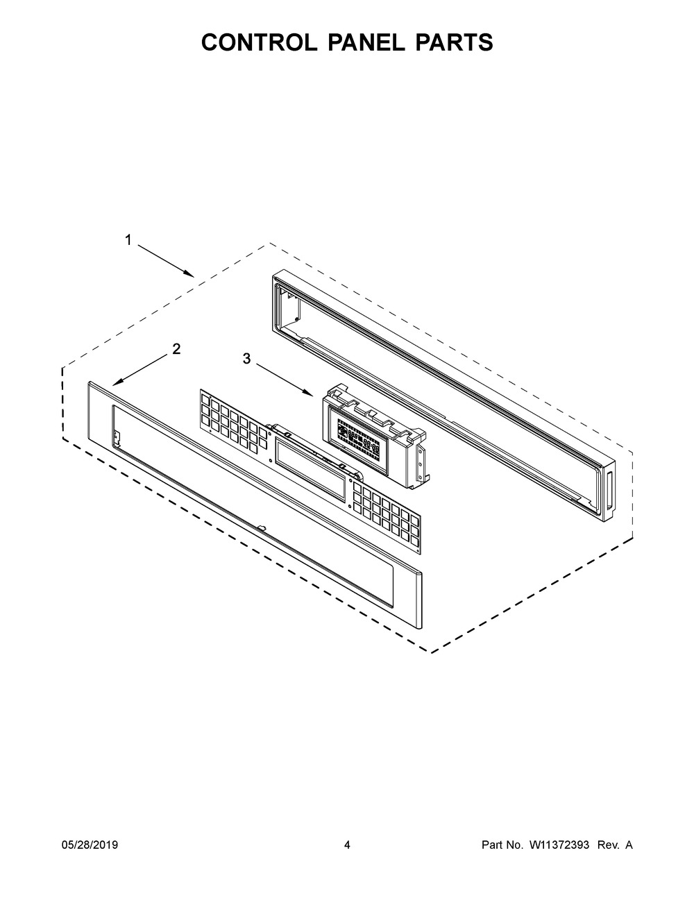 Control Panel Parts Diagram and Parts List for KMBP107ESS03  Whirlpool Microwave