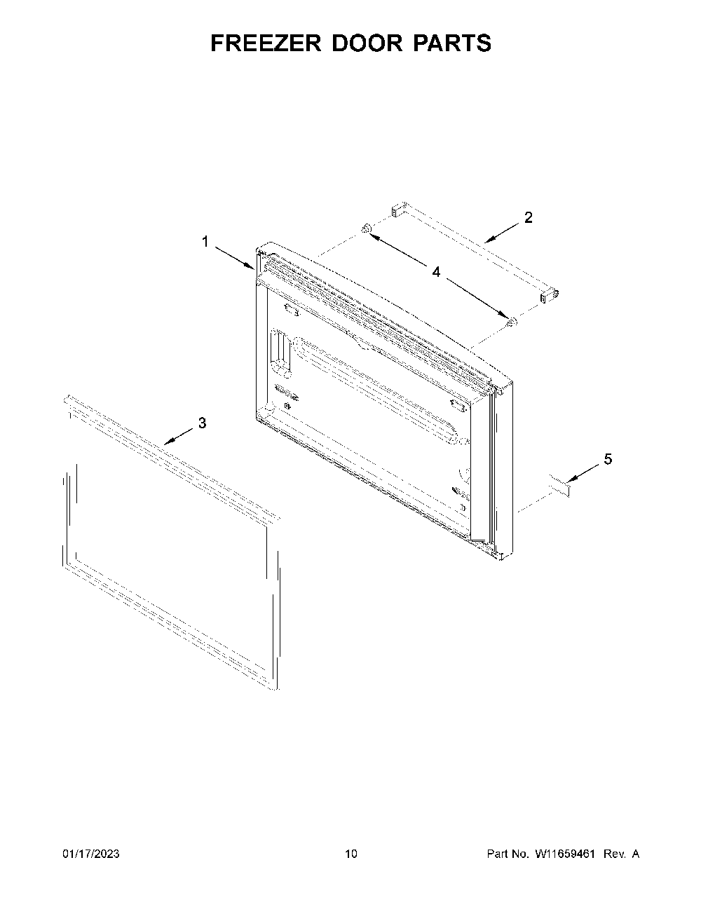 Freezer Door Parts Diagram and Parts List for KRFF302ESS06  KitchenAid Refrigerator