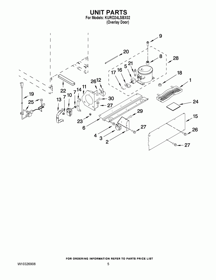 UNIT PARTS Diagram and Parts List for KURO24LSBX02  KitchenAid Refrigerator