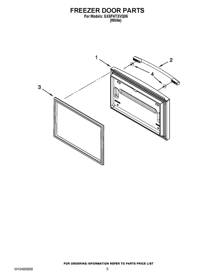 FREEZER DOOR PARTS Diagram and Parts List for GX5FHTXVQ05  Whirlpool Refrigerator