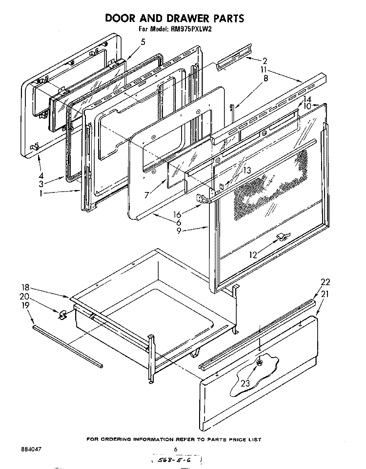 DOOR AND DRAWER Diagram and Parts List for RM975PXLW2  Whirlpool Microwave Oven Combo