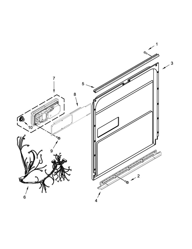 Inner Door Parts Diagram and Parts List for KDFE454CSS3  KitchenAid Dishwasher