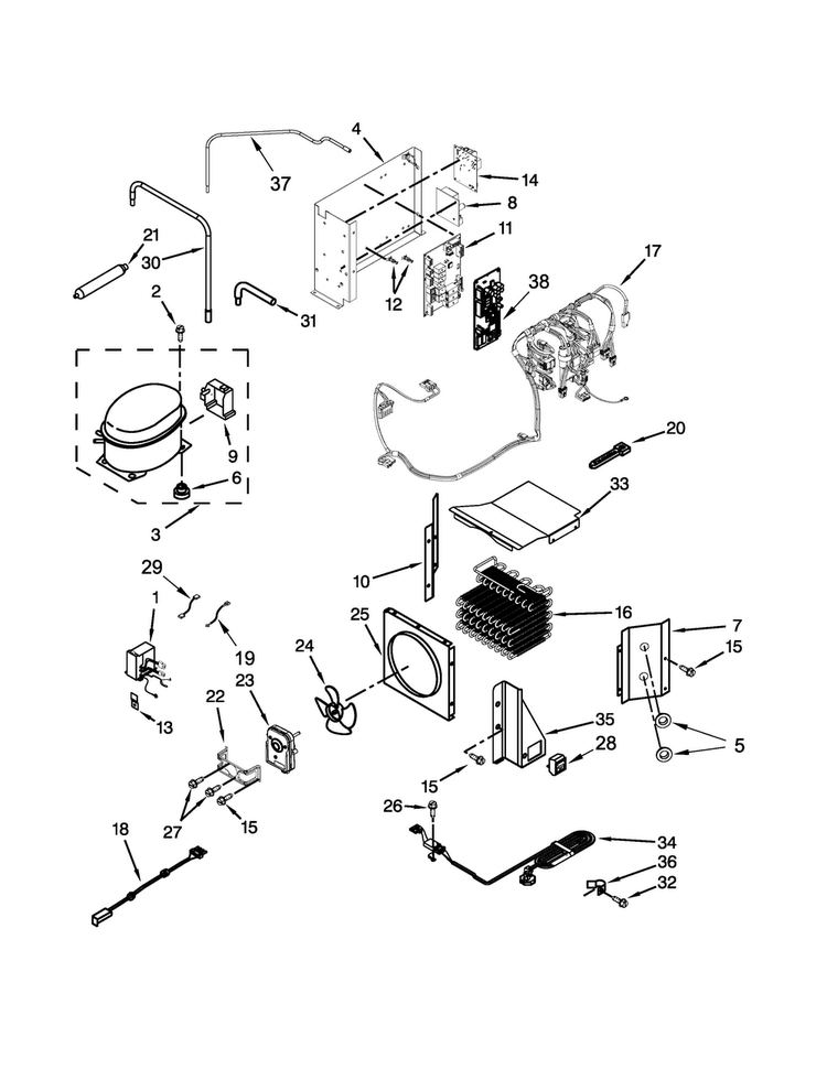 Upper Unit Parts Diagram and Parts List for KBSD502ESS00  KitchenAid Refrigerator
